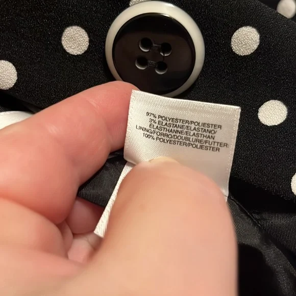 Kasper - Vintage 90’s Black & White Polka Dot Blazer Jacket - Picture 12 of 12